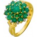 Smaragdring Gold 585 14K grüne Smaragde Diamanten 0.10ct Antikschmuck
