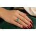 Smaragdring Gold 585 14K grüne Smaragde Diamanten 0.10ct Antikschmuck