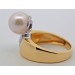 Saphirring Gold 750 18K blauer Saphir 0.30ct Akoyaperle 9.5mm