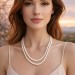 Perlenkette 2-reihig Diamanten Akoyaperlen 7.4-2.9mm Antikschmuck