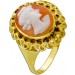 Gemmenring Gold 333 8K Kammee Achat Muschelschale Antikschmuck 1840 Biedermeier