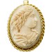 Gemmen Brosche Anhänger Gold 585 14K Kammee Muschelschale Antikschmuck