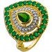 Smaragdring Gold 585 14K Turmalin Brillanten 0.12ct Smaragd Edelsteine