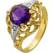 Amethyst Ring Gold 585 14K lila Amethyst Brillanten Antikschmuck