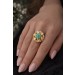 Türkisring Gold 750 18K blaue Türkis Edelsteine Antik 1920