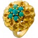 Türkisring Gold 750 18K blaue Türkis Edelsteine Antik 1920