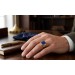 Siegelring Gold 585 14K azurblauer Lapislazuli Edelstein Antikschmuck 