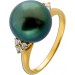 Perlenring 12mm Gold 585 14K Brillanten Tahiti Perle AAA++ Schwarz