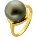 Perlenring Gold 585 14K synthetische Tahiti Perle 12.5mm