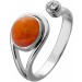 Opal Ring Gold 750 18K orange Opal 2.6ct Brillant 0.10ct Antikschmuck