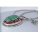 Türkis Kette Silber 925 Boulder Türkis rote sardische Koralle Antikschmuck
