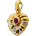 Herz Anhänger Gold 333 8K roter Rubin Diamanten Antikschmuck