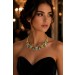 Türkis Collier Gold 22K Türkise 28ct. Brillanten 1.8ct Antikschmuck