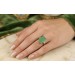 Jader Ring Gold 585 14K grüner Jade Edelstein 10ct Antikschmuck 1970