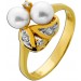 Perlenring Gold 585 14K Akoyaperlen Brillanten 0.10ct