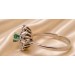 Smaragd Ring Weißgold 585 14K grüner Smaragd Diamanten 0.12ct Antikschmuck