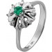 Smaragd Ring Weißgold 585 14K grüner Smaragd Diamanten 0.12ct Antikschmuck