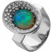 Opal Cabochon Ring Weißgold 750 18K Opal 4ct Brillanten 1.4ct 