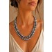 Tahiti Perlenkette 180cm 12.5-8,2mm anthrazit silber pink