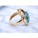 Blautopas Ring Gold 585 14K karibikblauer Blautopas Diamanten 0.03ct