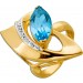 Blautopas Ring Gold 585 14K karibikblauer Blautopas Diamanten 0.03ct