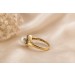 Perlenring Gold 585 14K Akoyaperle 7mm Diamanten 0.03ct Antikschmuck