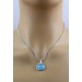 Achat Anhänger Sterling Silber 925 hellblauer Edelstein 15mm   