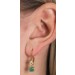 Ohrringe mit Brisur Silber 925 vergoldet mit 2 Smaragden und 2 Topas Edelsteinen 23x5mm