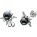 Stern Ohrring Ohrstecker Silber 925 graue weiße Synthetische Perlen Zirkonia