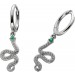 Schlangen Creolen Silber 925 weiße grüne Zikronia Steine Edelsteinlook