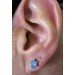 Ohrstecker 3 teilig Silber 925 synthetischer Rubin Blautopas Brillant 