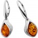 Bernstein Ohrhänger Sterling Silber 925 2 cognac braune Edelsteine