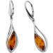 Bernstein Ohrhänger Sterling Silber 925 2 cognac braune Edelsteine