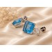 Zirkonia Ohrringe Silber 925 ozeanblaue weiße Zirkonia Steine