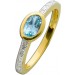Ring Sterling Silber 925 gelbvergoldet Blautopas und Diamanten