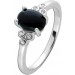 Edelstein Ring schwarzen Onyx Silber 925 weißen Zirkonia  1