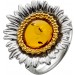 Sonnenblumen Ring Silber 925/- vergoldet mit Cognac Bernstein 17-20mm