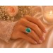 Malachit Ring Silber 925 grüner Natur Edelstein 15ct