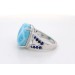 Larimar Ring Silber 925 blaue Lab Grown Saphire Zirkon Edelsteine