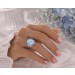 Larimar Ring Silber 925 blaue Lab Grown Saphire Zirkon Natur Edelsteine