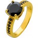 Zirkonia Ring Silber 925 vergoldet schwarzer Spinell Edelstein 2.5ct