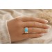 Larimar Ring Silber 925 vergoldet blauer Natur Larimar 7.5ct
