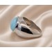Larimar Ring Silber 925 blauer Natur Larimar Edelstein 10ct