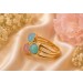 Rosenquarz Ring Silber vergoldet Natur Chalzedon Amazonit Rosenquarz
