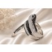 Schlangen Ring Silber 925 schwarze weiße Zirkonia Steine
