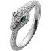 Schlangen Ring Silber 925 grüne weisse Zirkonia Steinen