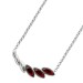 Bernstein Kette Sterling Silber 925 3 cherry rote Edelsteine 7mm