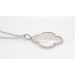 Perlmutt Kleeblatt Kette Silber 925 weiße Topas Edelsteine