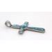 Kreuz Larimar Anhänger Silber 925 hellblaue Edelsteine 