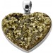 Herz Pyrit Anhänger Silber 925 gold grüner Edelstein 36.0ct.